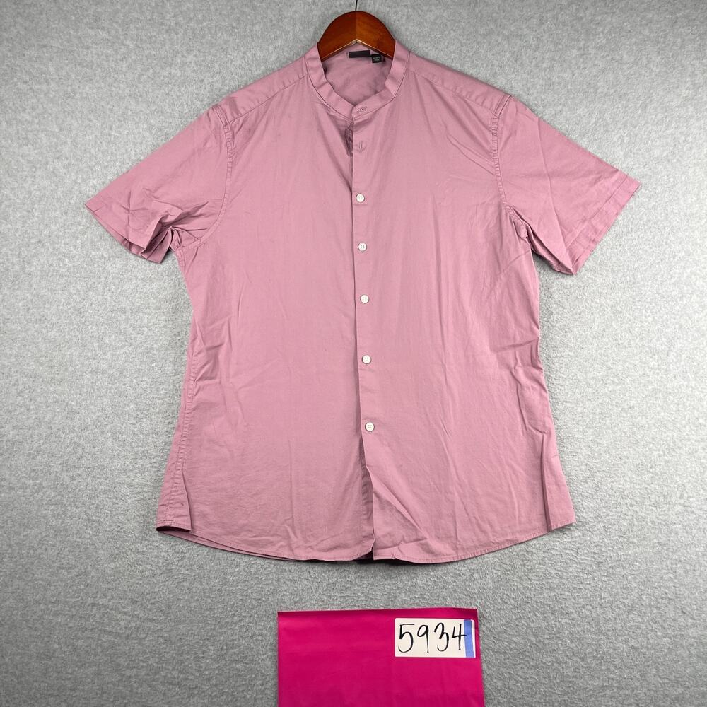 ASOS Shirt Womens Large Light Red Casual Button Up Short Sleeve Classic